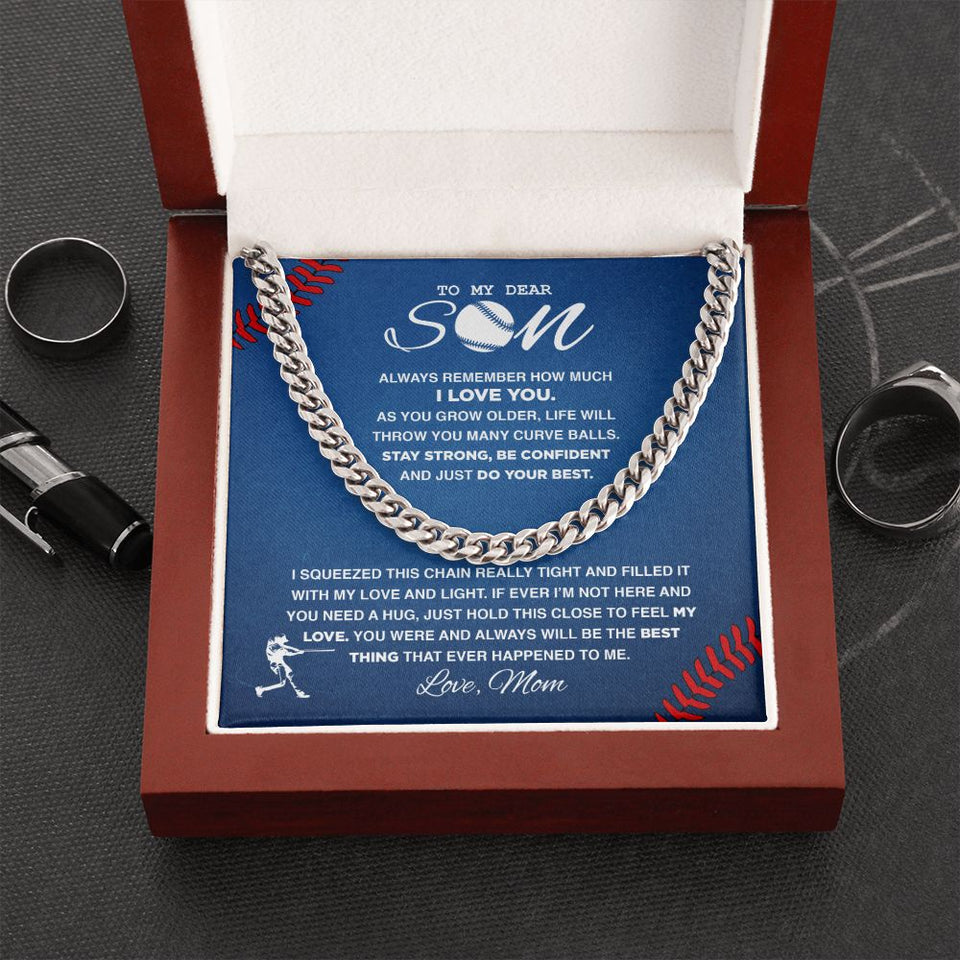 My Dear Baseball Son - Cuban Link Necklace, Cuban Link Chain