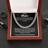 To My Man - Cuban Link Chain - Because of You - Black Card Gift For Mom, necklace For Wife, Gift For Mother's Day