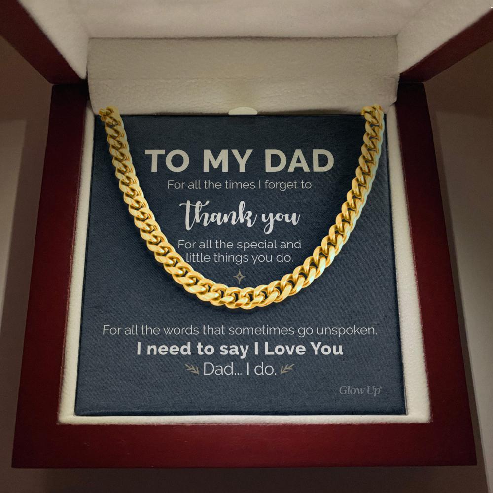 Pamaheart- To My Dad - Thank you for all - Cuban Link Chain, Gift For Man, Husband, Gift For Birthday, Christmas