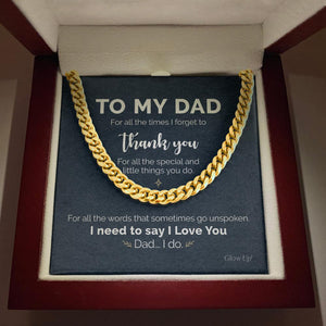 Pamaheart- To My Dad - Thank you for all - Cuban Link Chain, Gift For Man, Husband, Gift For Birthday, Christmas