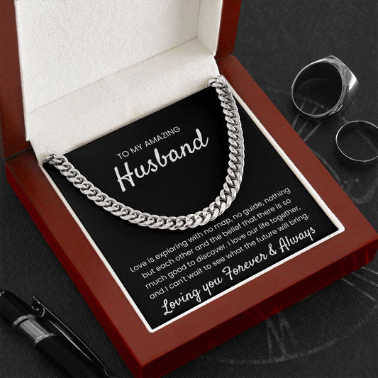 Love Is - Length Adjustable Cuban Link Chain For Husband