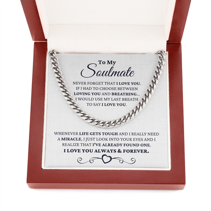 Gift for Soulmate Necklace - I Just Look Into Your Eyes, Necklace For Him, Birthday Gift for Him, Anniversary Gift, Cuban Link Chain