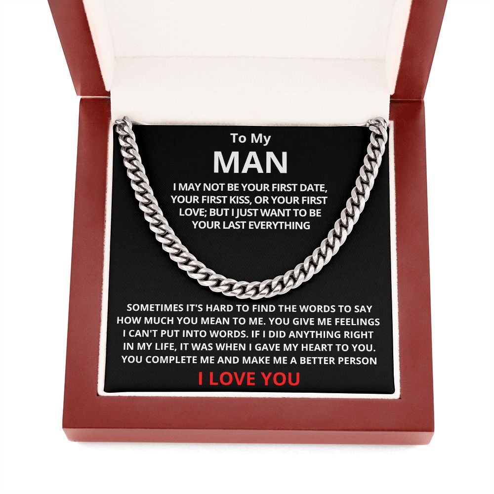 To My Man Cuban Link Chain (Stainless Steel) Gift For Mom, necklace For Wife, Gift For Mother's Day