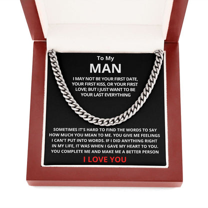 To My Man Cuban Link Chain (Stainless Steel) Gift For Mom, necklace For Wife, Gift For Mother's Day