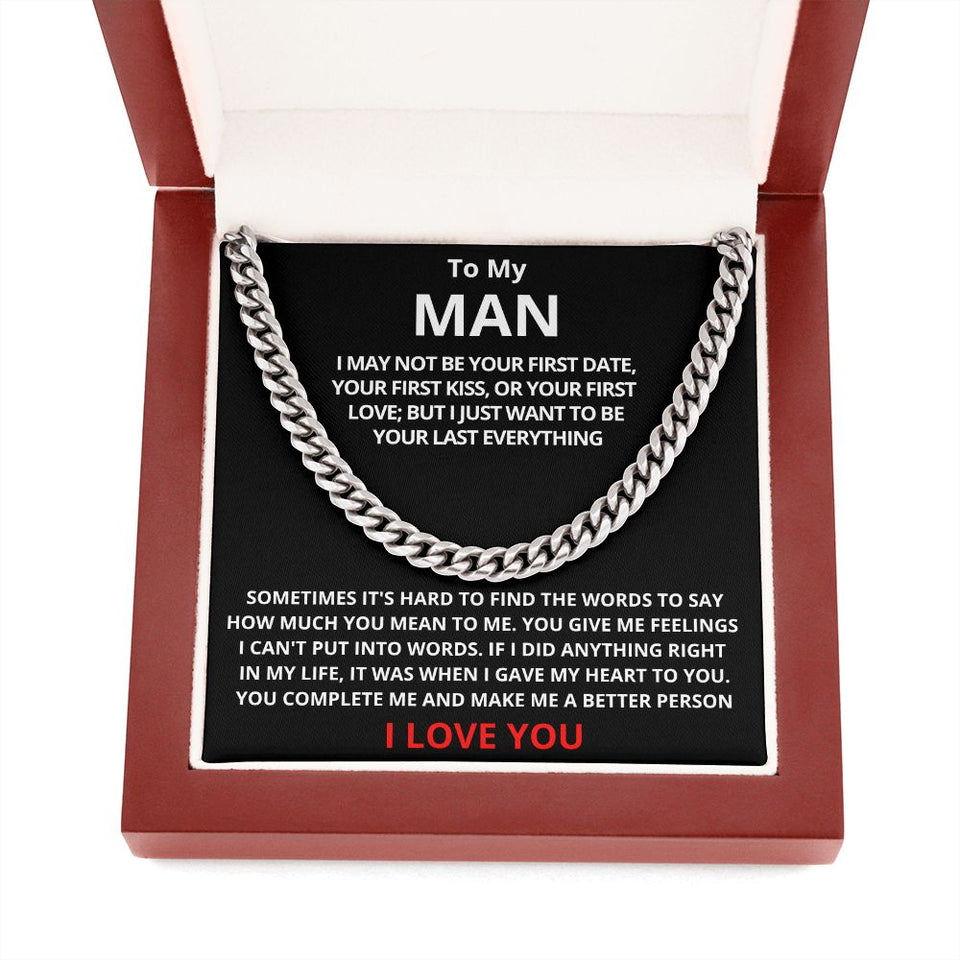 To My Man Cuban Link Chain (Stainless Steel) Gift For Mom, necklace For Wife, Gift For Mother's Day