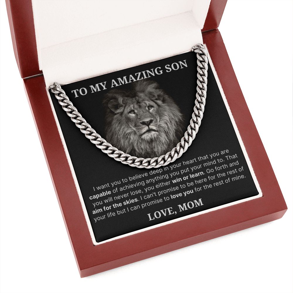 To My Amazing Son necklace, Believe - Length Adjustable Cuban Link Chain For Son