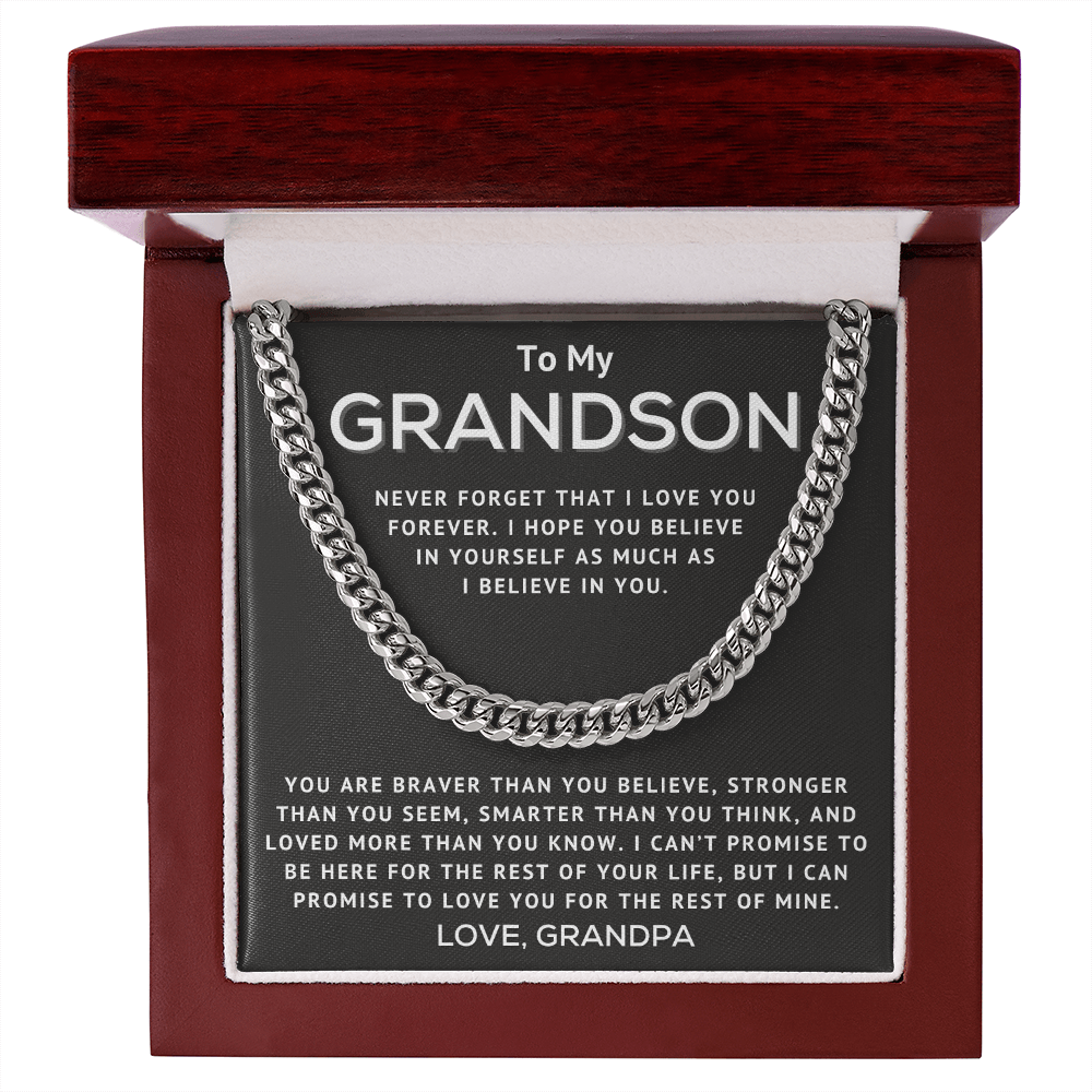 From Grandpa To My Grandson - I Hope You Believe In Yourself - Cuban Link Chain Necklace