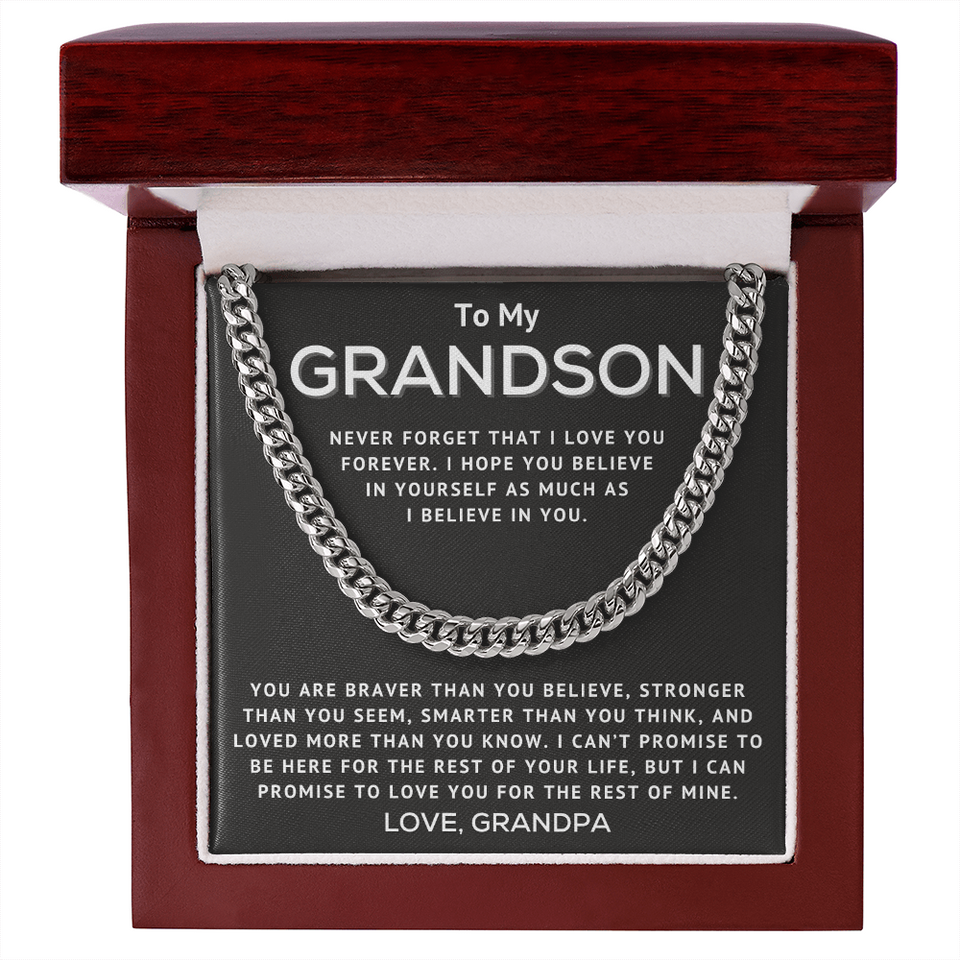 From Grandpa To My Grandson - I Hope You Believe In Yourself - Cuban Link Chain Necklace