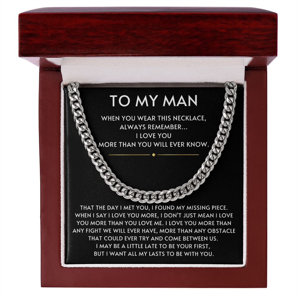 To my Man- Always Remember Cuban Link Chain-Black