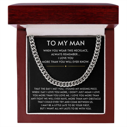 To my Man- Always Remember Cuban Link Chain-Black