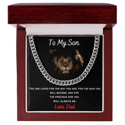 To My Son From Dad Cuban Necklace Gift For Mom, necklace For Wife, Gift For Mother's Day