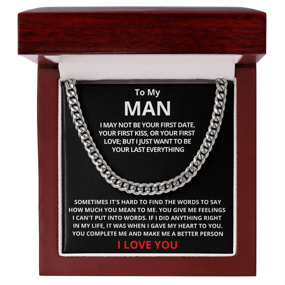 To My Man Cuban Link Chain (Stainless Steel) Gift For Mom, necklace For Wife, Gift For Mother's Day