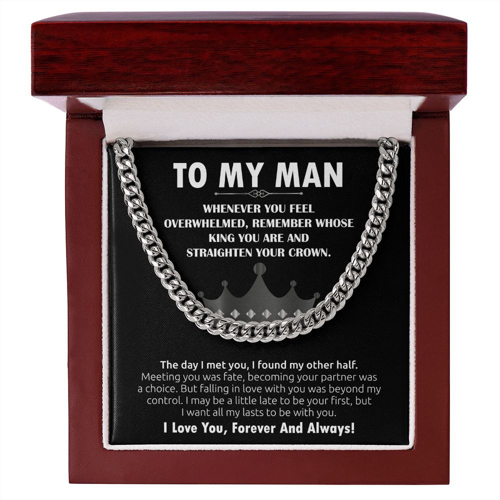 To My Man Cuban Link Chain (King) Gift For Mom, necklace For Wife, Gift For Mother's Day