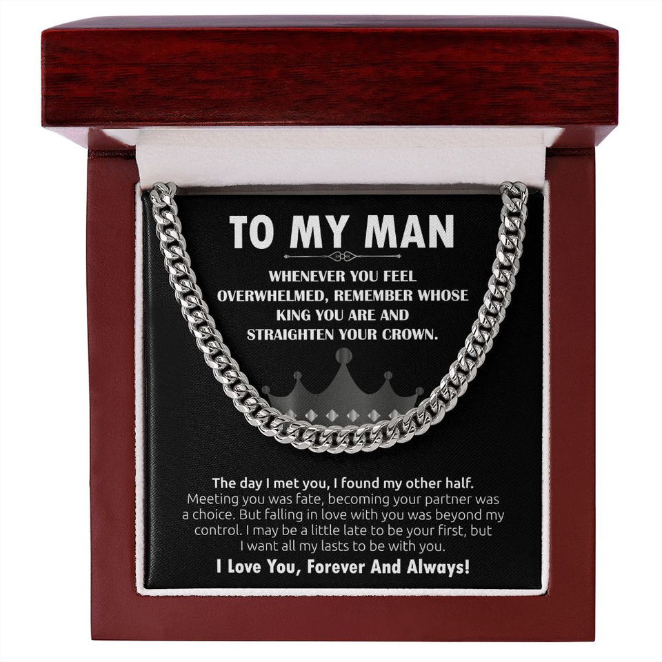 To My Man Cuban Link Chain (King) Gift For Mom, necklace For Wife, Gift For Mother's Day