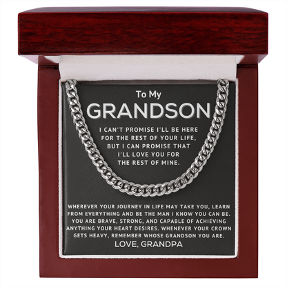 Grandson from Grandpa Necklace - Learn From Everything - Cuban Link Chain Necklace