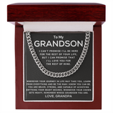 Grandson from Grandpa Necklace - Learn From Everything - Cuban Link Chain Necklace