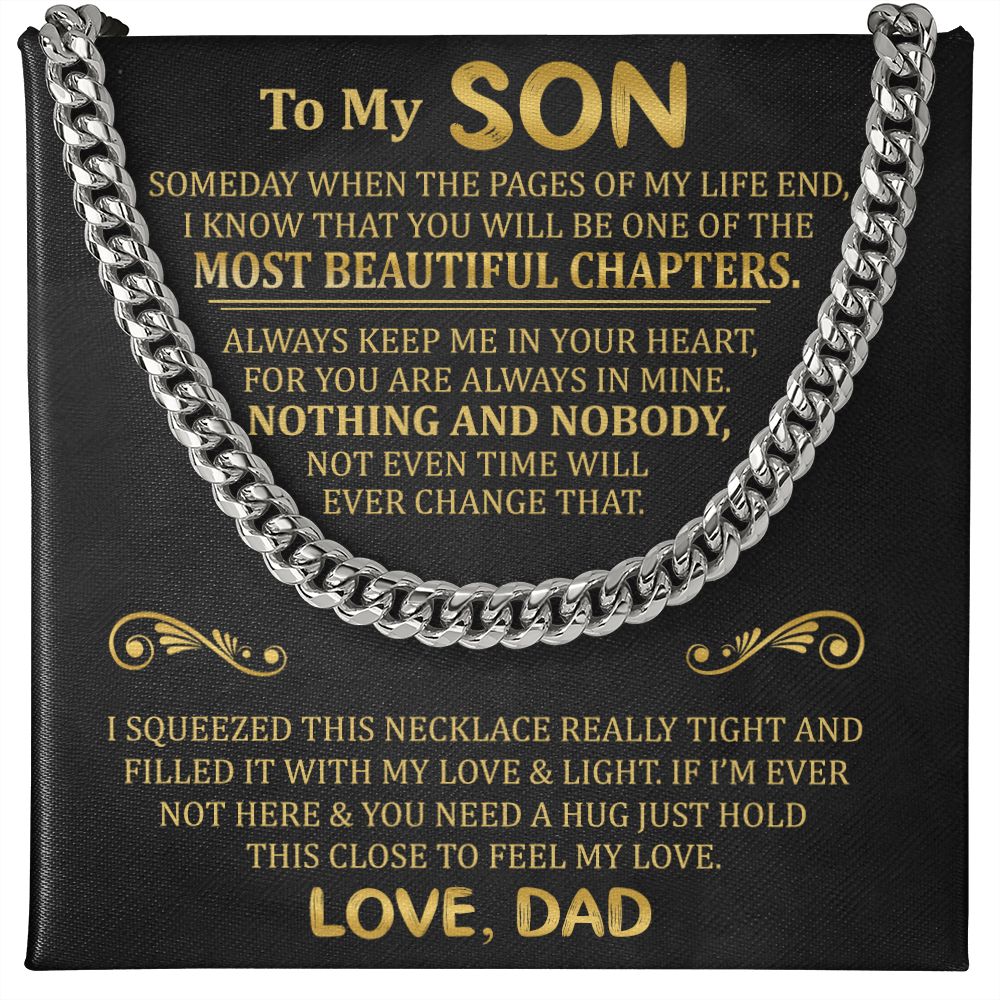 To My Son - Always Keep Me In Your Heart - Cuban Link Necklace, Cuban Link Chain