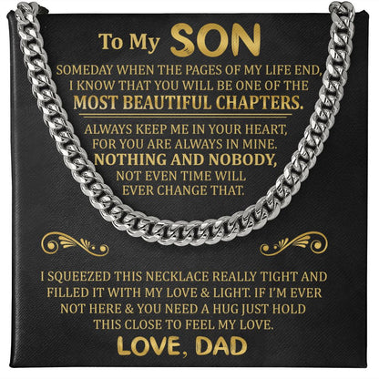 To My Son - Always Keep Me In Your Heart - Cuban Link Necklace, Cuban Link Chain