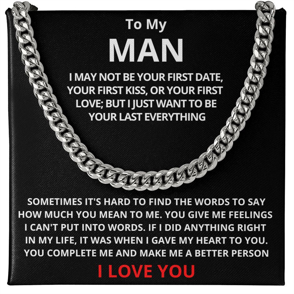 To My Man Cuban Link Chain (Stainless Steel) Gift For Mom, necklace For Wife, Gift For Mother's Day