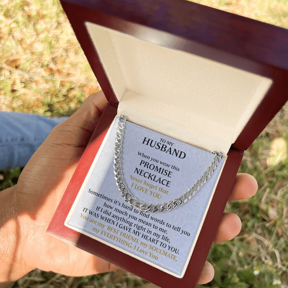 Promise Necklace Adjustable Cuban Chain My Everything For Husband - Necklace for Husband, Gift for Valentine's Day