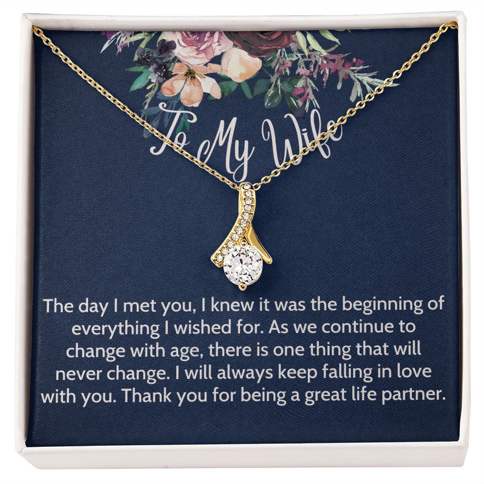 To My Wife necklace, Alluring Beauty Necklace For Wife, The Day I Meet You