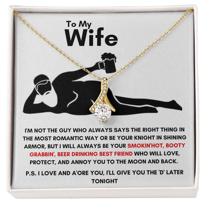 To My Wife - Alluring Beauty Necklace - Booty Grabbin' - White Card Gift For Mom, necklace For Wife, Gift For Mother's Day