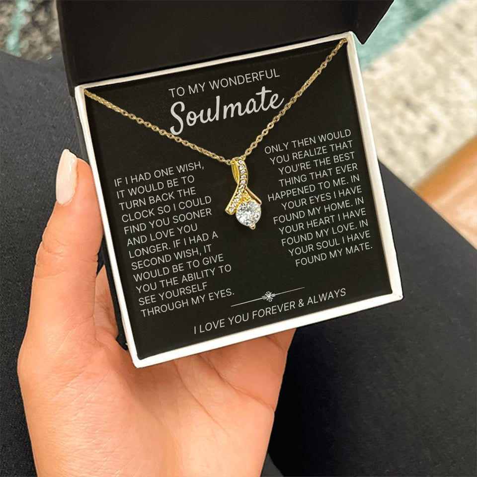 To My Wonderful Soulmate necklace, Two Wishes - Alluring Beauty Necklace For Soulmate