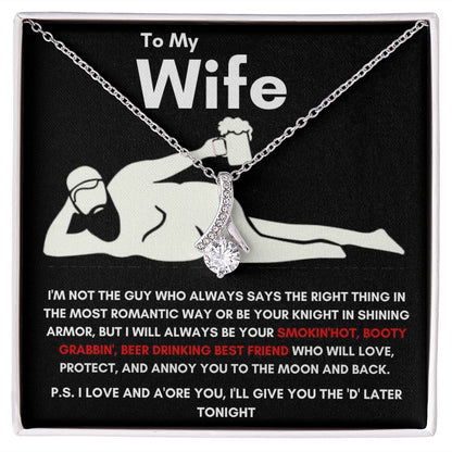 To My Wife - Alluring Beauty Necklace - Booty Grabbin' - Black Card Gift For Mom, necklace For Wife, Gift For Mother's Day