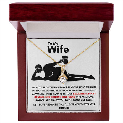 To My Wife - Alluring Beauty Necklace - Booty Grabbin' - White Card Gift For Mom, necklace For Wife, Gift For Mother's Day