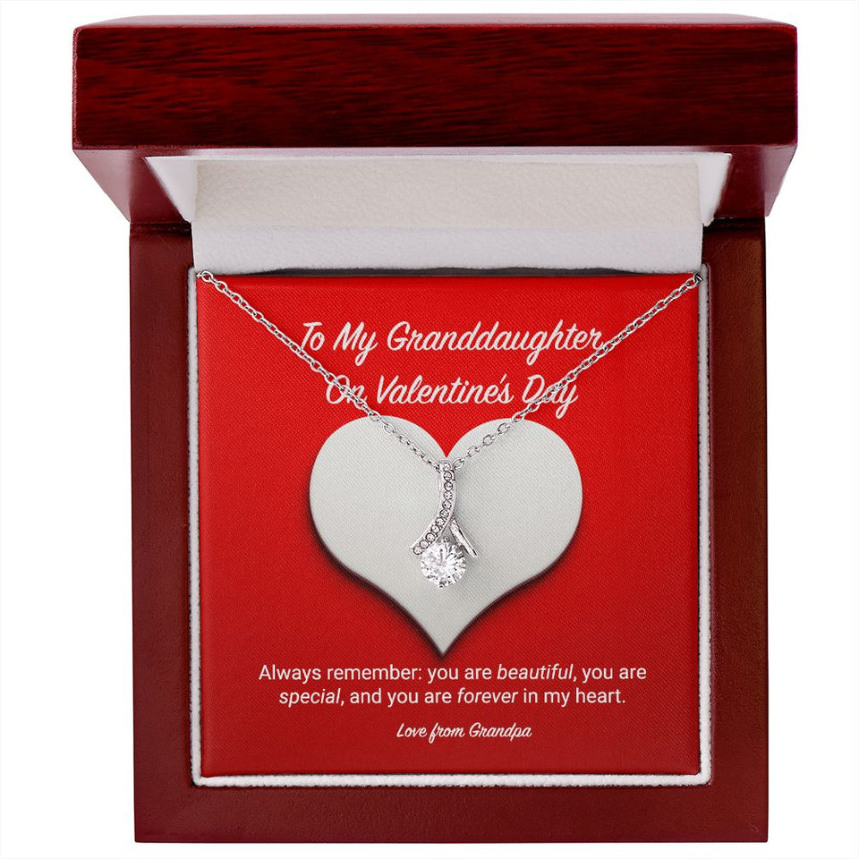 To My Granddaughter from Grandpa Valentine's Day Alluring Beauty Necklace