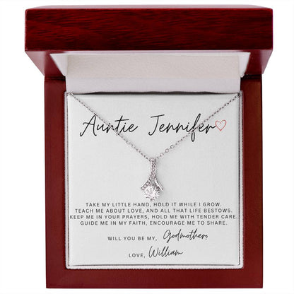 Personalized Will You Be My Godmother Alluring Beauty Necklace