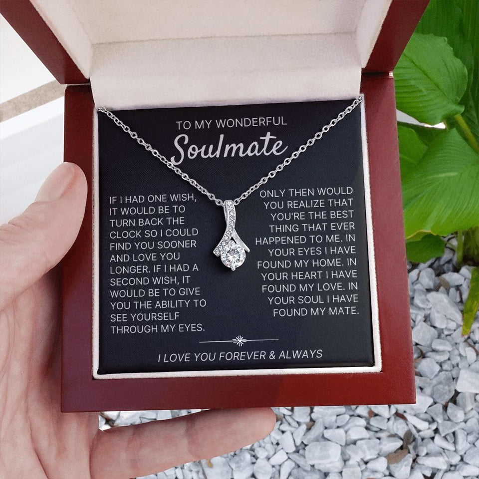 To My Wonderful Soulmate necklace, Two Wishes - Alluring Beauty Necklace For Soulmate