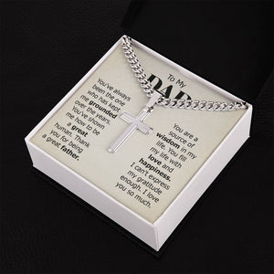 To my dad - you've always been the one Personalized Cross Necklace with Cuban Chain