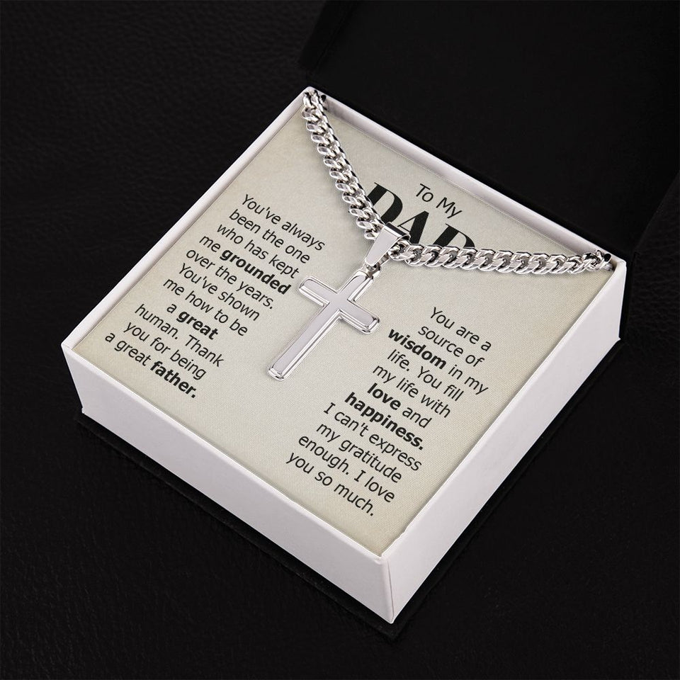 To my dad - you've always been the one Personalized Cross Necklace with Cuban Chain