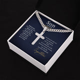To my Son on your graduation Day Personalized Cross Necklace with Cuban Chain