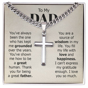 To my dad - you've always been the one Personalized Cross Necklace with Cuban Chain