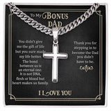 To my Bonus dad Personalized Cross Necklace with Cuban Chain