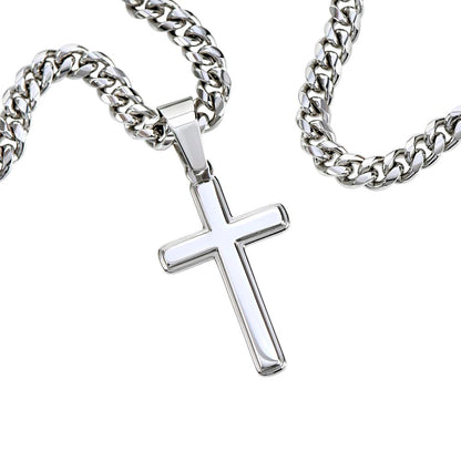Husband Personalized Cross Necklace on Cuban Chain