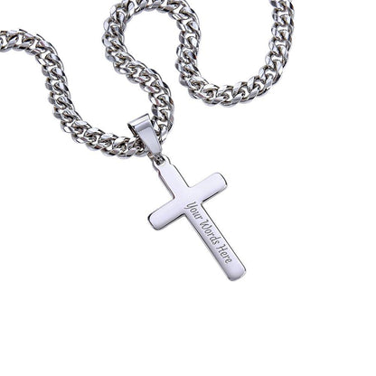 Uncle Personalized Cross Necklace on Cuban Chain