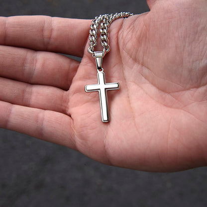 Grandson Engraved Cross with Cuban Chain