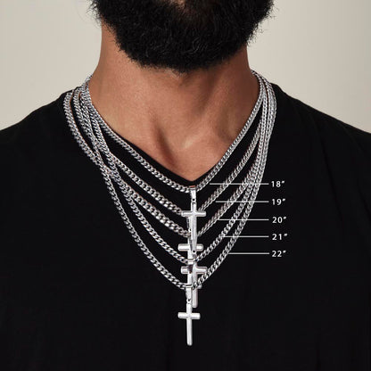 Uncle Personalized Cross Necklace on Cuban Chain