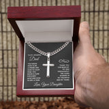 To My Amazing Dad - You know how to be a friend Personalized Cross Necklace with Cuban Chain