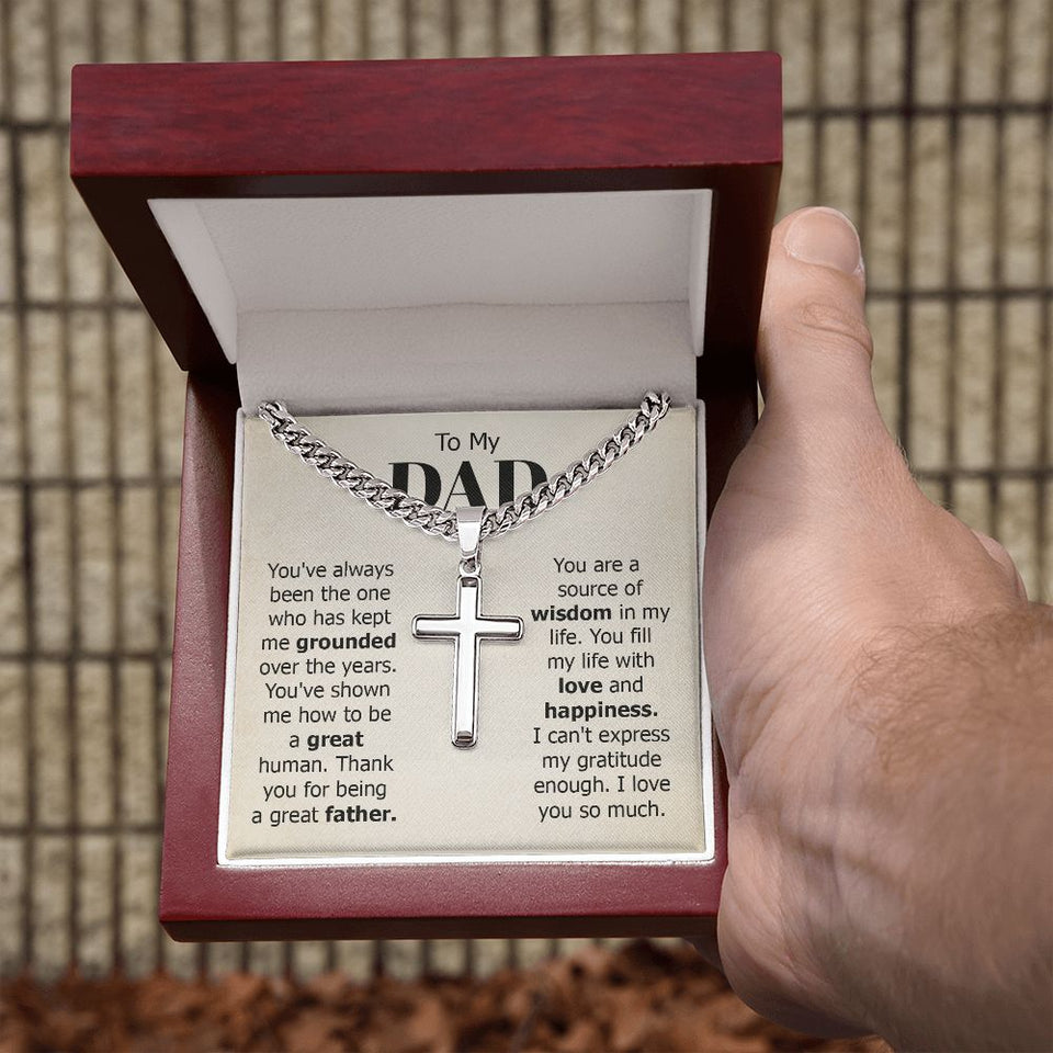 To my dad - you've always been the one Personalized Cross Necklace with Cuban Chain