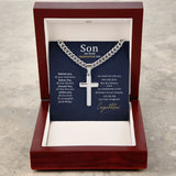 To my Son on your graduation Day Personalized Cross Necklace with Cuban Chain