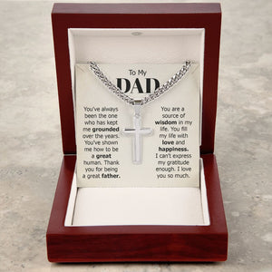 To my dad - you've always been the one Personalized Cross Necklace with Cuban Chain