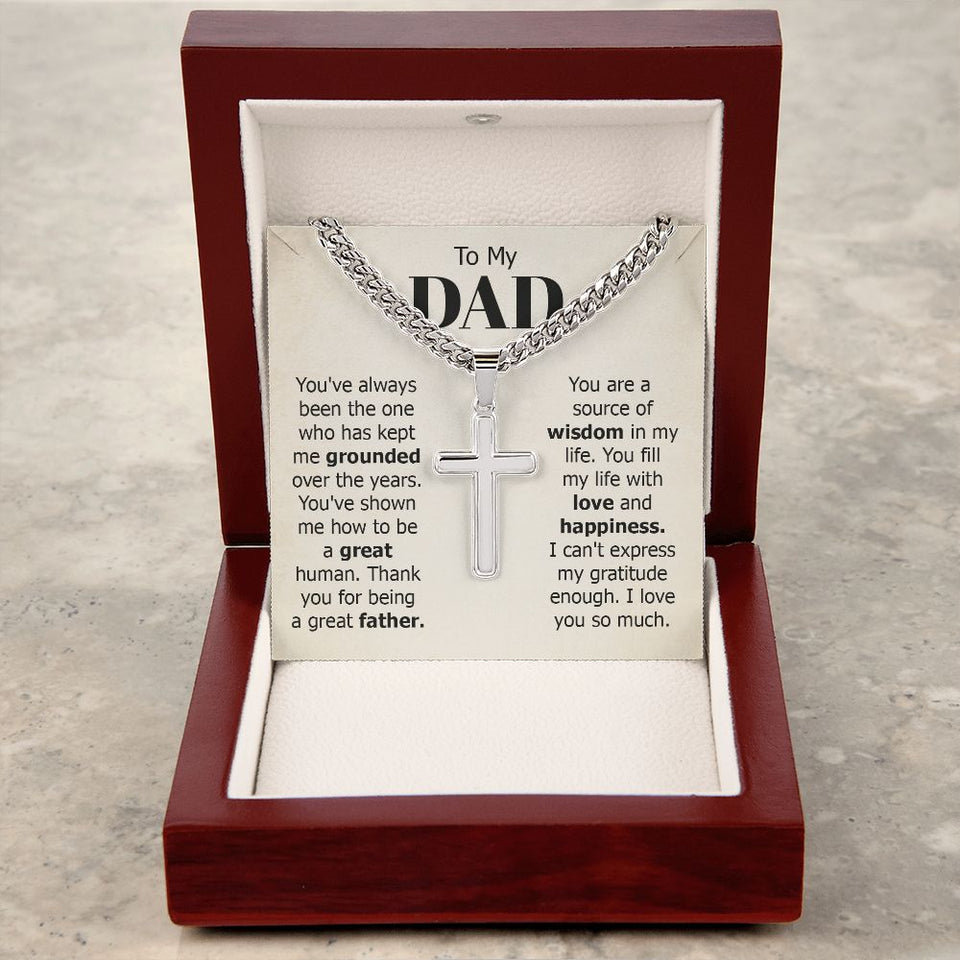 To my dad - you've always been the one Personalized Cross Necklace with Cuban Chain
