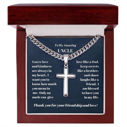 Uncle Personalized Cross Necklace on Cuban Chain