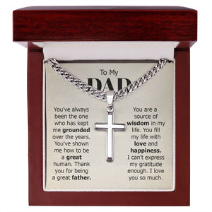 To my dad - you've always been the one Personalized Cross Necklace with Cuban Chain
