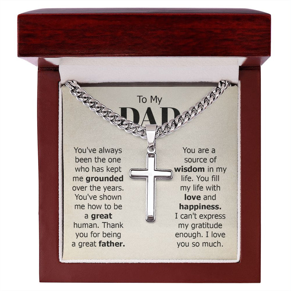To my dad - you've always been the one Personalized Cross Necklace with Cuban Chain