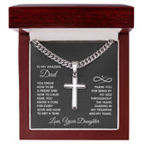 To My Amazing Dad - You know how to be a friend Personalized Cross Necklace with Cuban Chain